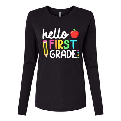 Hello First Grade Team 1st Grade Back To School Teacher Womens Cotton Relaxed Long Sleeve T-Shirt