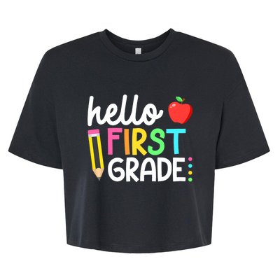 Hello First Grade Team 1st Grade Back To School Teacher Bella+Canvas Jersey Crop Tee