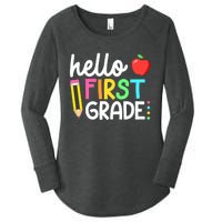 Hello First Grade Team 1st Grade Back To School Teacher Women's Perfect Tri Tunic Long Sleeve Shirt