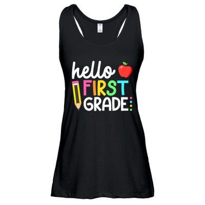 Hello First Grade Team 1st Grade Back To School Teacher Ladies Essential Flowy Tank