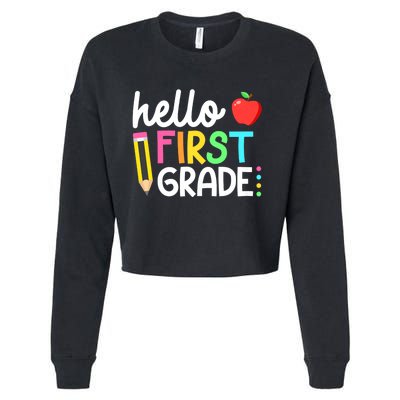 Hello First Grade Team 1st Grade Back To School Teacher Cropped Pullover Crew