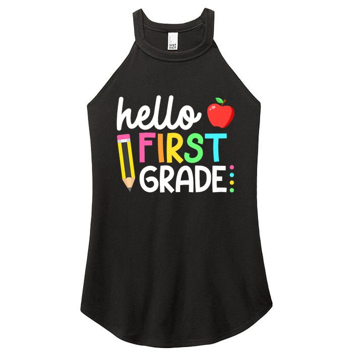 Hello First Grade Team 1st Grade Back To School Teacher Women's Perfect Tri Rocker Tank