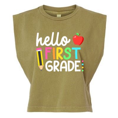 Hello First Grade Team 1st Grade Back To School Teacher Garment-Dyed Women's Muscle Tee