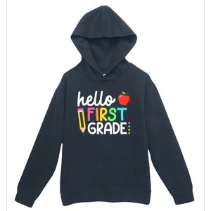 Hello First Grade Team 1st Grade Back To School Teacher Urban Pullover Hoodie