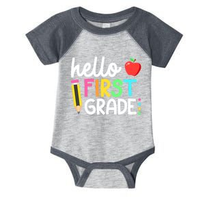 Hello First Grade Team 1st Grade Back To School Teacher Infant Baby Jersey Bodysuit