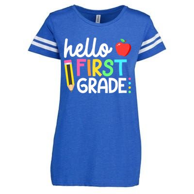 Hello First Grade Team 1st Grade Back To School Teacher Enza Ladies Jersey Football T-Shirt