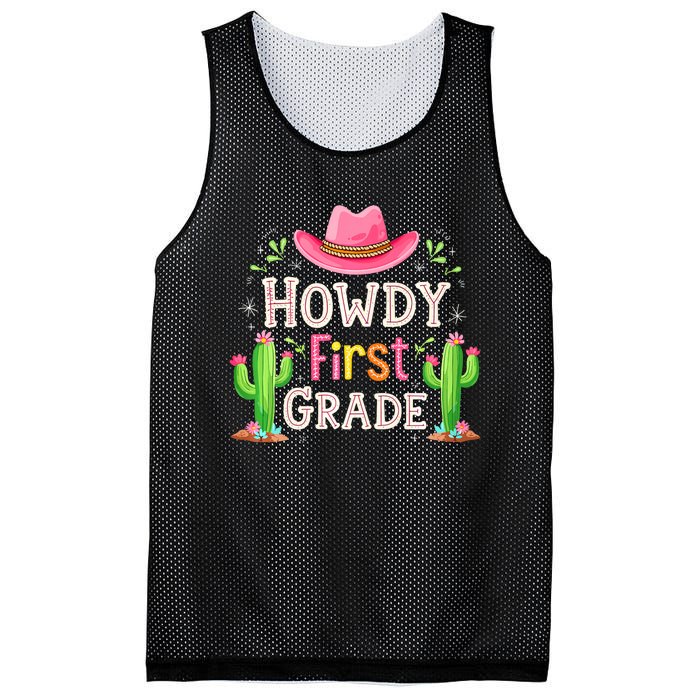 Howdy First Grade Teacher Student Western Back To School Mesh Reversible Basketball Jersey Tank