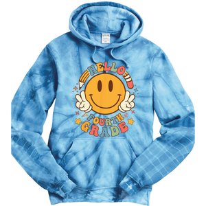 Hello Fourth Grade Back To School Groovy Teacher Student Tie Dye Hoodie