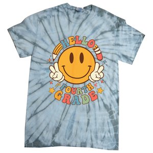 Hello Fourth Grade Back To School Groovy Teacher Student Tie-Dye T-Shirt