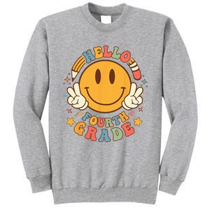 Hello Fourth Grade Back To School Groovy Teacher Student Tall Sweatshirt