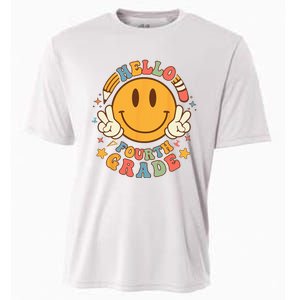 Hello Fourth Grade Back To School Groovy Teacher Student Cooling Performance Crew T-Shirt