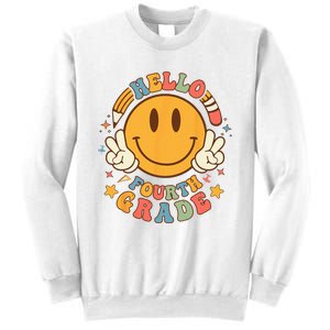 Hello Fourth Grade Back To School Groovy Teacher Student Sweatshirt