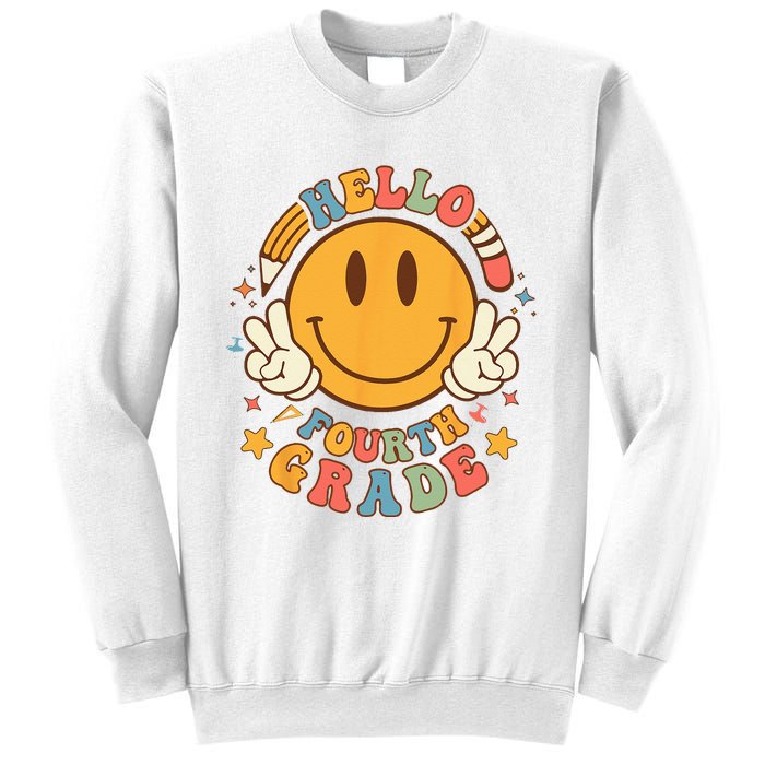 Hello Fourth Grade Back To School Groovy Teacher Student Sweatshirt