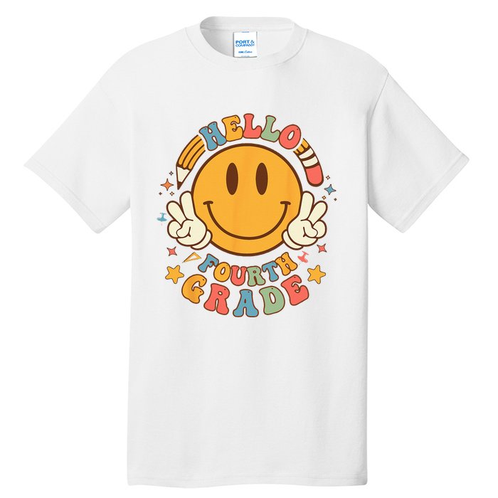 Hello Fourth Grade Back To School Groovy Teacher Student Tall T-Shirt