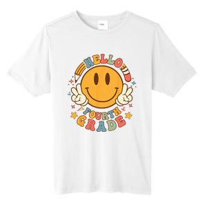 Hello Fourth Grade Back To School Groovy Teacher Student Tall Fusion ChromaSoft Performance T-Shirt