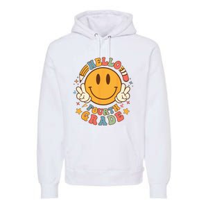 Hello Fourth Grade Back To School Groovy Teacher Student Premium Hoodie