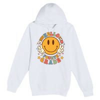 Hello Fourth Grade Back To School Groovy Teacher Student Premium Pullover Hoodie