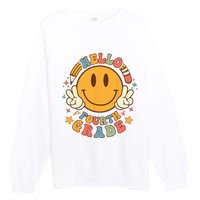 Hello Fourth Grade Back To School Groovy Teacher Student Premium Crewneck Sweatshirt