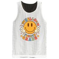 Hello Fourth Grade Back To School Groovy Teacher Student Mesh Reversible Basketball Jersey Tank