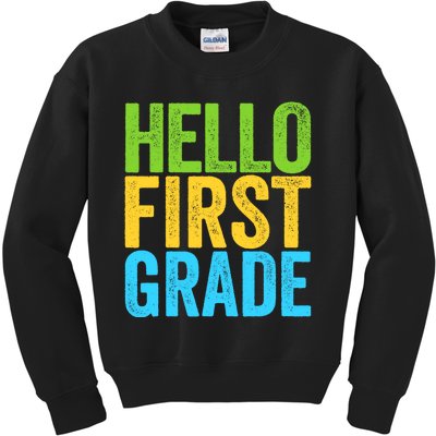 Hello First Grade Funny 1st Grade Back To School  Kids Sweatshirt