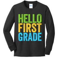 Hello First Grade Funny 1st Grade Back To School  Kids Long Sleeve Shirt