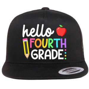 Hello Fourth Grade Team 4th Grade Back To School Teacher Flat Bill Trucker Hat