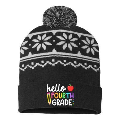 Hello Fourth Grade Team 4th Grade Back To School Teacher USA-Made Snowflake Beanie