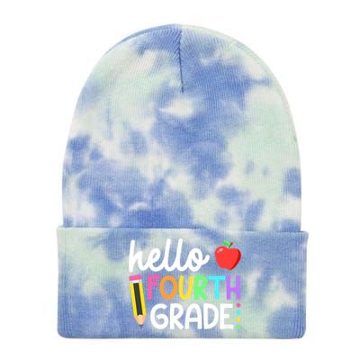 Hello Fourth Grade Team 4th Grade Back To School Teacher Tie Dye 12in Knit Beanie