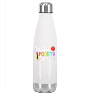 Hello Fourth Grade Team 4th Grade Back To School Teacher Stainless Steel Insulated Water Bottle