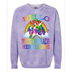 Hello Fourth Grade Here I Come Back To School Unicorn Funny Gift Colorblast Crewneck Sweatshirt