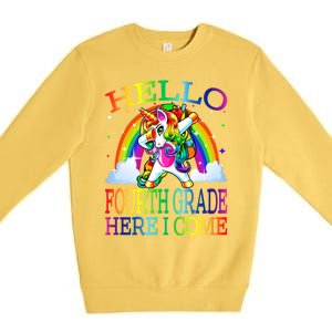 Hello Fourth Grade Here I Come Back To School Unicorn Funny Gift Premium Crewneck Sweatshirt