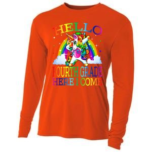 Hello Fourth Grade Here I Come Back To School Unicorn Funny Gift Cooling Performance Long Sleeve Crew