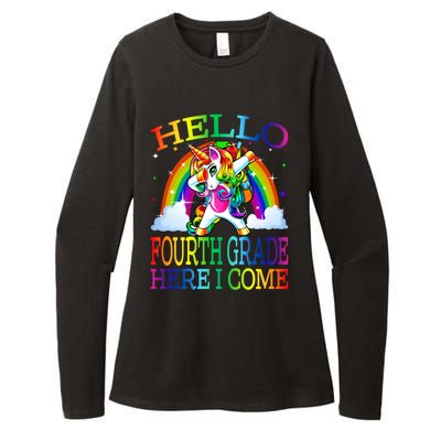 Hello Fourth Grade Here I Come Back To School Unicorn Funny Gift Womens CVC Long Sleeve Shirt