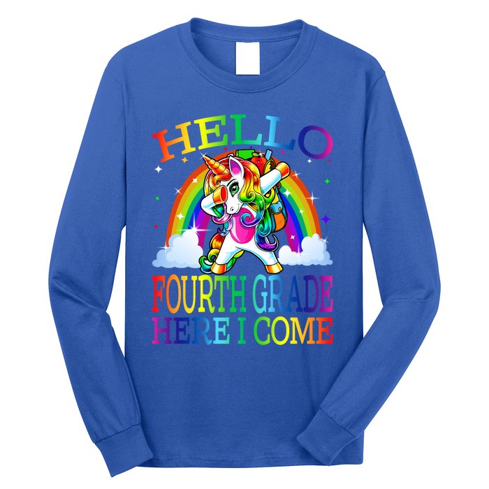 Hello Fourth Grade Here I Come Back To School Unicorn Funny Gift Long Sleeve Shirt