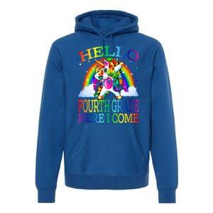 Hello Fourth Grade Here I Come Back To School Unicorn Funny Gift Premium Hoodie