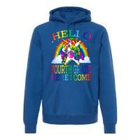 Hello Fourth Grade Here I Come Back To School Unicorn Funny Gift Premium Hoodie