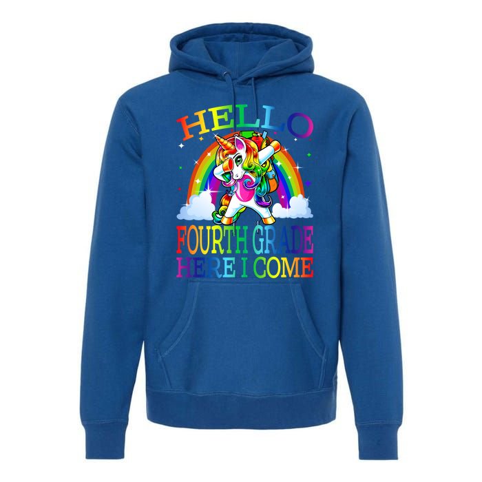 Hello Fourth Grade Here I Come Back To School Unicorn Funny Gift Premium Hoodie