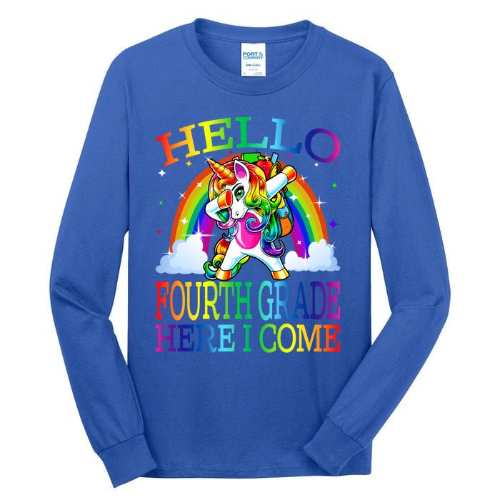 Hello Fourth Grade Here I Come Back To School Unicorn Funny Gift Tall Long Sleeve T-Shirt