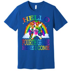 Hello Fourth Grade Here I Come Back To School Unicorn Funny Gift Premium T-Shirt