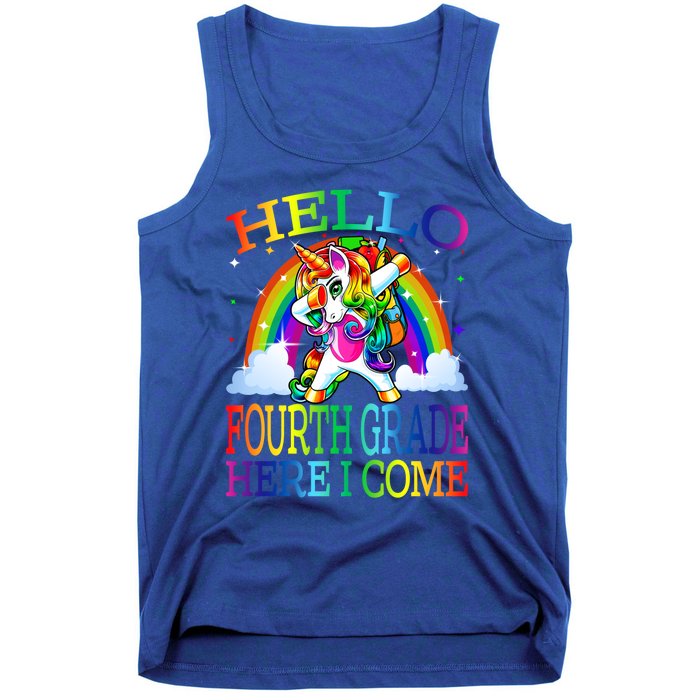 Hello Fourth Grade Here I Come Back To School Unicorn Funny Gift Tank Top