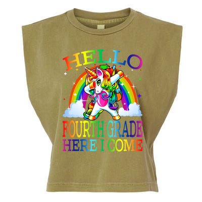 Hello Fourth Grade Here I Come Back To School Unicorn Funny Gift Garment-Dyed Women's Muscle Tee