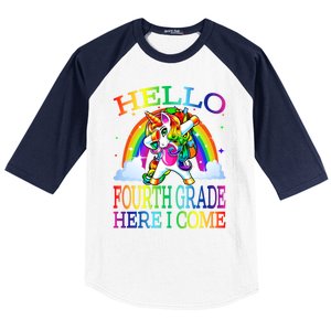 Hello Fourth Grade Here I Come Back To School Unicorn Funny Gift Baseball Sleeve Shirt