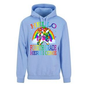 Hello Fourth Grade Here I Come Back To School Unicorn Funny Gift Unisex Surf Hoodie