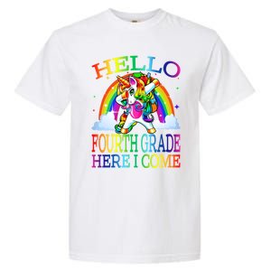 Hello Fourth Grade Here I Come Back To School Unicorn Funny Gift Garment-Dyed Heavyweight T-Shirt