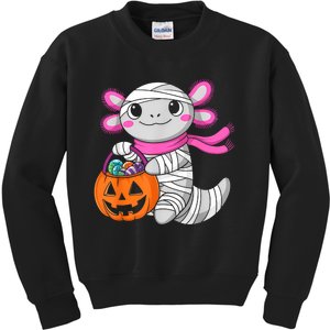 Halloween For Gir Pumpkin Axolotl Mummy Kids Sweatshirt