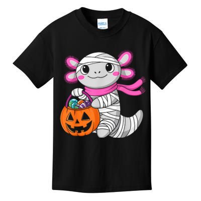 Halloween For Gir Pumpkin Axolotl Mummy Kids T-Shirt