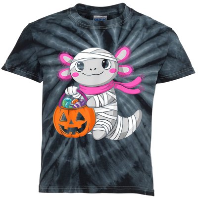 Halloween For Gir Pumpkin Axolotl Mummy Kids Tie-Dye T-Shirt