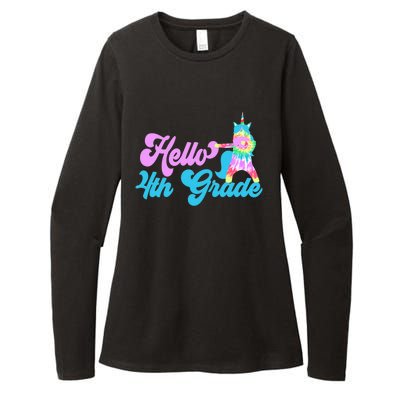 Hello Fourth Grade Outfit Tie Dye Dabbing Unicorn 4Th Gift Womens CVC Long Sleeve Shirt