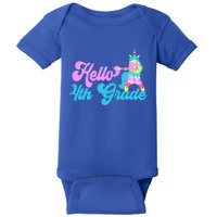 Hello Fourth Grade Outfit Tie Dye Dabbing Unicorn 4Th Gift Baby Bodysuit