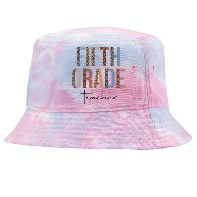 Hello Fifth Grade Leopard First Day Of School Teacher Tees Tie-Dyed Bucket Hat